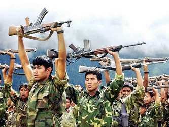 PLA (People’s Liberation Army) of Maoists during the training at Kami Danda of Kavre district.
